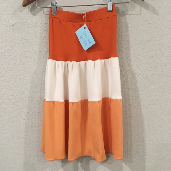 Skirt Girl 4 100% Cotton Orange Colorblock Tiered Maxi Skirt Mom & Pop’s Kids - Picture 2 of 10